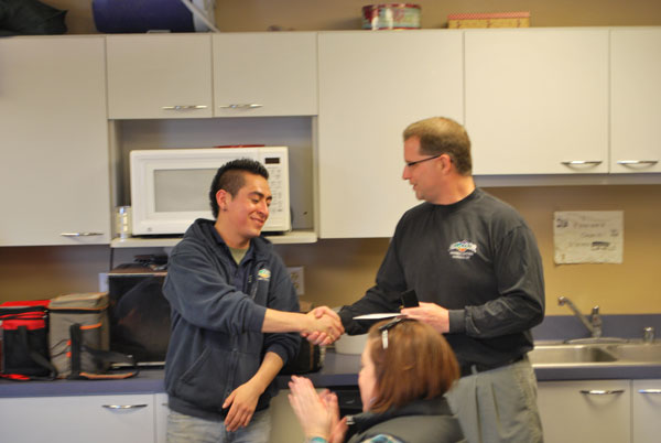 Mark Mortensen, All-Color President, recognizing Daniel for 5 years of service.